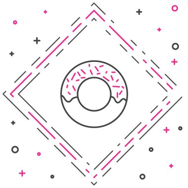 Beyaz arka planda izole edilmiş tatlı jöleli donut. Renkli taslak konsepti. Vektör İllüstrasyonu