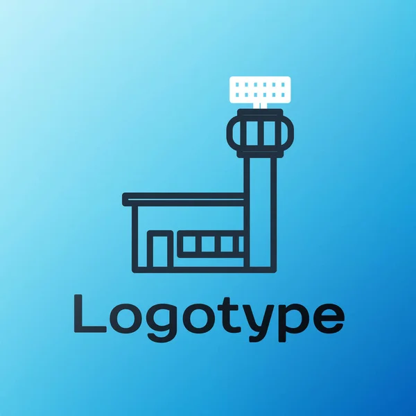 Line Flughafen Kontrollturm Symbol isoliert auf blauem Hintergrund. Buntes Rahmenkonzept. Vektorillustration — Stockvektor