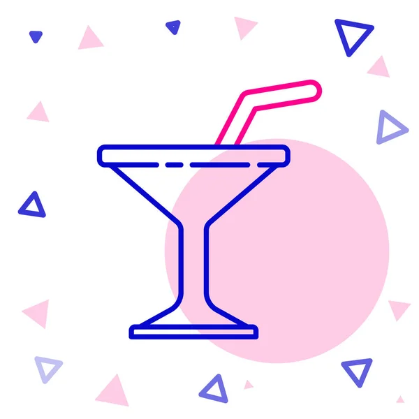 Lijn Martini glas pictogram geïsoleerd op witte achtergrond. Cocktailpictogram. Wijnglazen icoon. Kleurrijk concept. Vector Illustratie — Stockvector