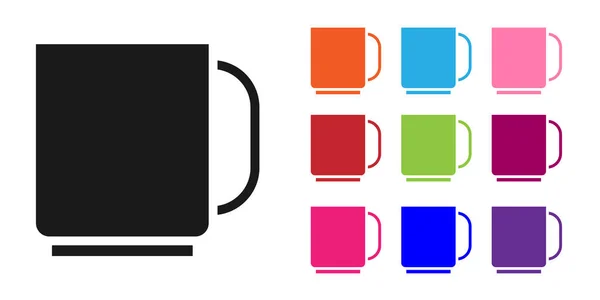 Μαύρο φλιτζάνι καφέ εικονίδιο απομονώνονται σε λευκό φόντο. Ένα φλιτζάνι τσάι. Ζεστό ποτό καφέ. Ορισμός εικονίδια πολύχρωμα. Εικονογράφηση διανύσματος — Διανυσματικό Αρχείο