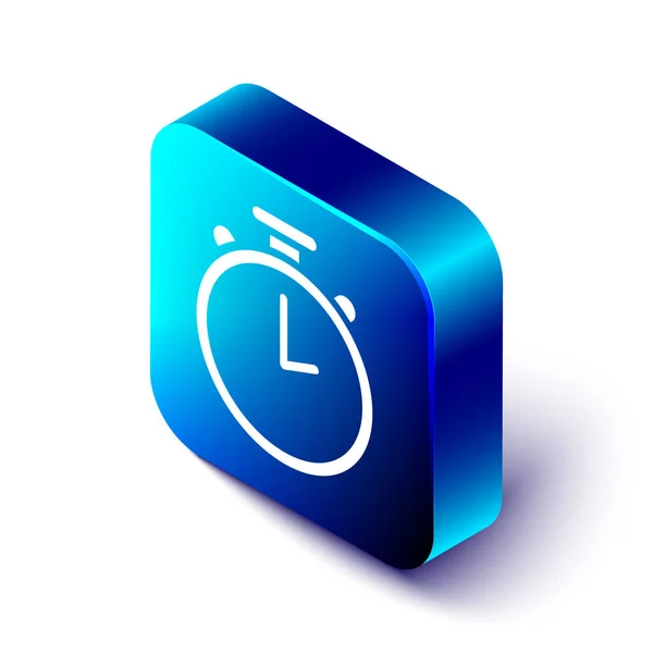 Izometrikus Stopwatch ikon elszigetelt fehér alapon. Időzítő jel. Kronométer jel. Kék négyzet gomb. Vektorillusztráció — Stock Vector