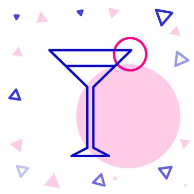 Beyaz arka planda izole edilmiş çizgi martini cam ikonu. Kokteyl ikonu. Şarap kadehi ikonu. Renkli taslak konsepti. Vektör İllüstrasyonu.