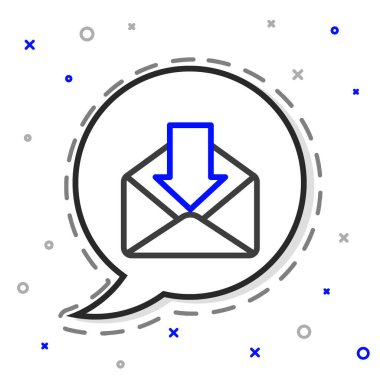 Satır Zarfı simgesi beyaz arkaplanda izole edildi. Mesaj konsepti alındı. Yeni, e-posta gelen mesaj, SMS. Posta servisi. Renkli taslak konsepti. Vektör İllüstrasyonu.