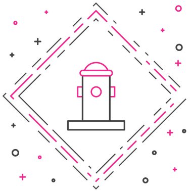 Beyaz arkaplanda izole edilmiş çizgi yangın musluğu simgesi. Renkli taslak konsepti. Vektör İllüstrasyonu.