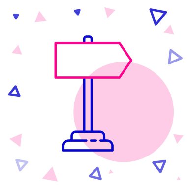 Line Road trafik tabelası. Beyaz arkaplanda sinyal simgesi izole edildi. İşaretçi sembolü. İzole sokak bilgi levhası. Yön tabelası. Renkli taslak konsepti. Vektör İllüstrasyonu.