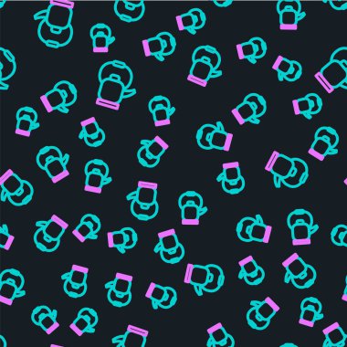 Siyah arkaplandaki ikon izole edilmiş çizgi çaydanlığı. Çaydanlık ikonu. Vektör İllüstrasyonu.