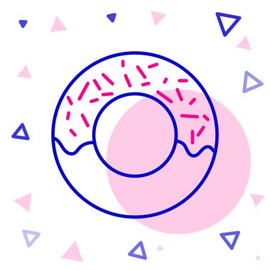 Beyaz arka planda izole edilmiş tatlı jöleli donut. Renkli taslak konsepti. Vektör İllüstrasyonu.