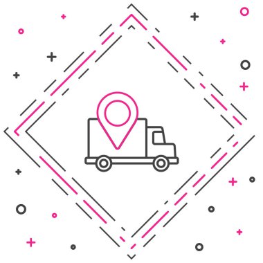 Çizgi Sevkiyat izleme simgesi beyaz arkaplanda izole edildi. Paket takibi. Renkli taslak konsepti. Vektör İllüstrasyonu.