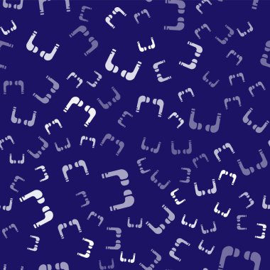 Beyaz Hava Kulaklığı simgesi mavi arka planda izole edilmiş pürüzsüz desen. Kulaklıklar için kablosuz cihaz. Elektronik cihazlar. Vektör İllüstrasyonu.