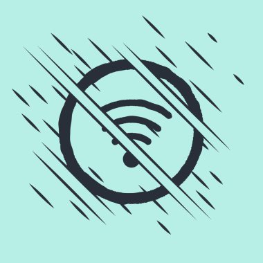 Siyah Wi-Fi kablosuz internet ağı sembolü yeşil arka planda izole edildi. Arıza tarzı. Vektör İllüstrasyonu.