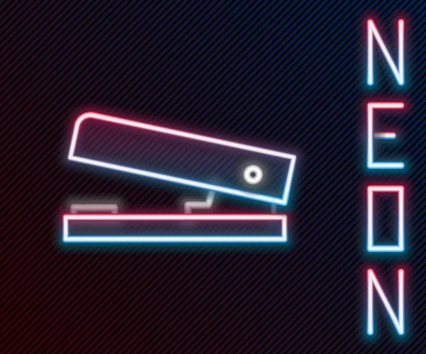 Ragyogó Neon Vonal Irodai Tűzőgép Ikon Elszigetelt Fekete Háttérrel Tűzőgép — Stock Vector
