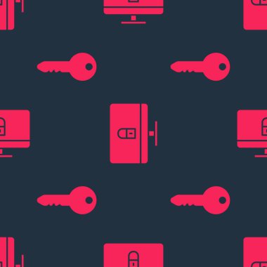 Anahtar ve Kilit 'i bilgisayar monitöründen kusursuz desen olarak ayarla. Vektör.