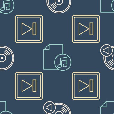 Çizgi Vinil diski, Hızlı ileri sarma ve notasız şablon üzerine notalı müzik kitabı ayarla. Vektör.