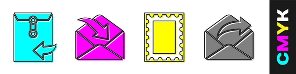 Envelop Envelop Postzegel Uitgaand Postpictogram Instellen Vector — Stockvector