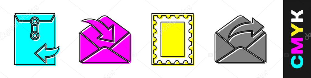 Set Envelope, Envelope, Postal stamp and Outgoing mail icon. Vector.