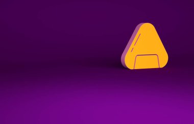 Mor arka planda izole edilmiş turuncu suşi ikonu. Geleneksel Japon yemekleri. Minimalizm kavramı. 3d illüstrasyon 3B canlandırma.