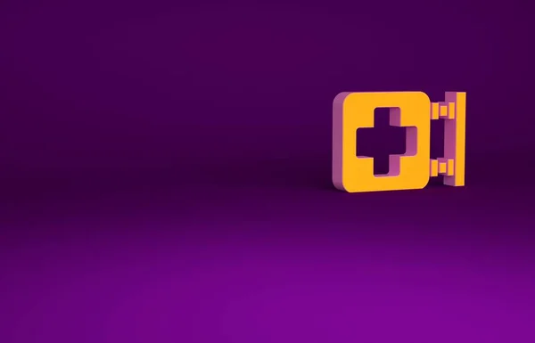 Icono Del Letrero Del Hospital Orange Aislado Sobre Fondo Púrpura —  Fotos de Stock