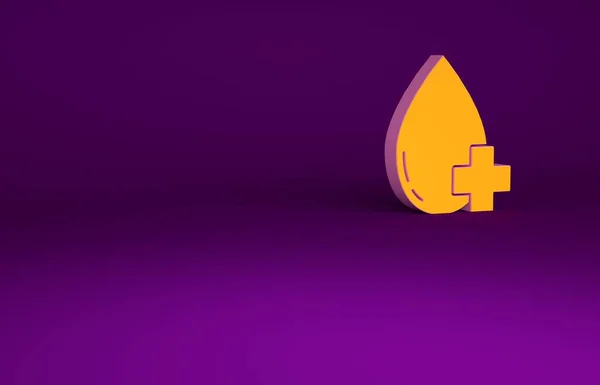 Blutspenden Orange Mit Kreuz Symbol Auf Violettem Hintergrund Minimalismus Konzept — Stockfoto