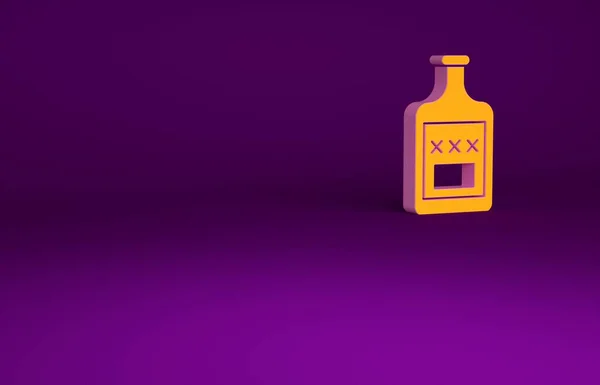 Icono Botella Whisky Naranja Aislado Sobre Fondo Púrpura Concepto Minimalista —  Fotos de Stock