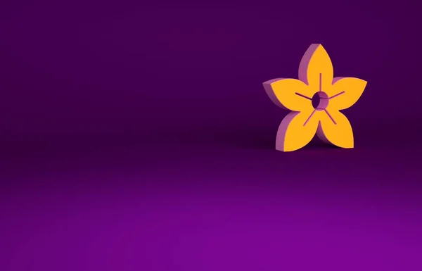 Иконка Цветка Оранжевого Лотоса Выделена Фиолетовом Фоне Концепция Минимализма Рендеринг — стоковое фото