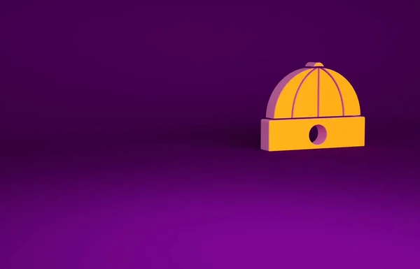 紫色の背景に隔離されたオレンジ色の中国の帽子のアイコン 最小限の概念 3Dイラスト3Dレンダリング — ストック写真