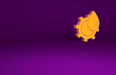 Portakal yağı ve gaz endüstriyel yapı ikonu mor arka planda izole edildi. Minimalizm kavramı. 3d illüstrasyon 3B canlandırma.