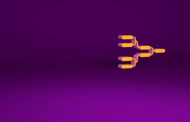 Turuncu Sonuçlar ve ayakta duran tablolar şampiyonluk turnuva braket simgesi mor arka planda izole edildi. Minimalizm kavramı. 3d illüstrasyon 3B canlandırma.