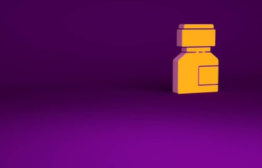 Turuncu boya, guaj, kavanoz, mor arka planda izole edilmiş boya ikonu. Minimalizm kavramı. 3d illüstrasyon 3B canlandırma.