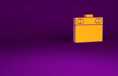 Mor arkaplanda izole edilmiş turuncu grafik tablet simgesi. Minimalizm kavramı. 3d illüstrasyon 3B canlandırma.