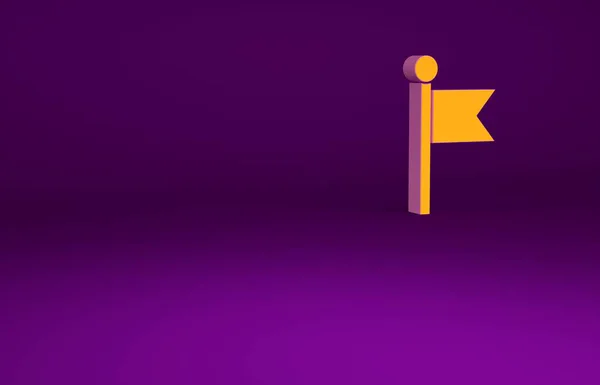 Icono Bandera Naranja Aislado Sobre Fondo Púrpura Símbolo Marcador Ubicación — Foto de Stock