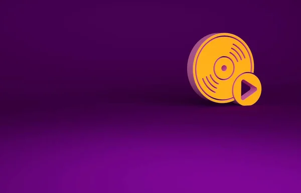 Помаранчева Іконка Вінілового Диска Ізольована Фіолетовому Фоні Концепція Мінімалізму Ілюстрація — стокове фото