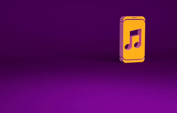 Icône Lecteur Musique Orange Isolée Sur Fond Violet Dispositif Musique — Photo