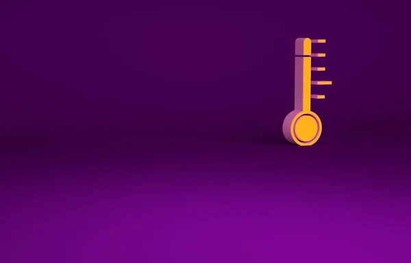 Πορτοκαλί Μετεωρολογικό Θερμόμετρο Μέτρησης Εικονίδιο Απομονώνονται Μωβ Φόντο Θερμομετρικό Εξοπλισμό — Φωτογραφία Αρχείου