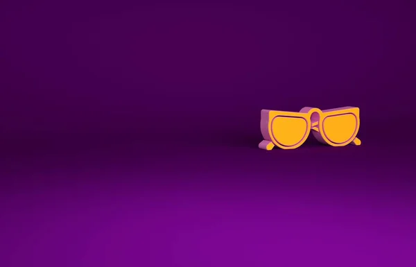 Oranje Bril Pictogram Geïsoleerd Paarse Achtergrond Oogglazen Frame Symbool Minimalisme — Stockfoto