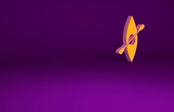 Помаранчевий Каяк Ікона Весла Ізольовані Пурпуровому Тлі Каяк Каное Риболовлі — стокове фото