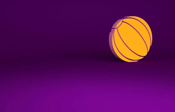 Ikona Piłki Orange Beach Izolowana Fioletowym Tle Koncepcja Minimalizmu Ilustracja — Zdjęcie stockowe
