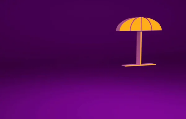 Оранжевое Солнце Защитный Зонтик Пляжа Значок Изолирован Фиолетовом Фоне Большой — стоковое фото