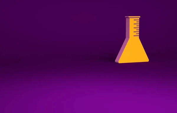 Orangenöl Reagenzglas Symbol Isoliert Auf Violettem Hintergrund Minimalismus Konzept Illustration — Stockfoto