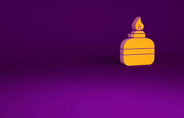 Naranja Icono Del Quemador Alcohol Alcohol Aislado Sobre Fondo Púrpura —  Fotos de Stock