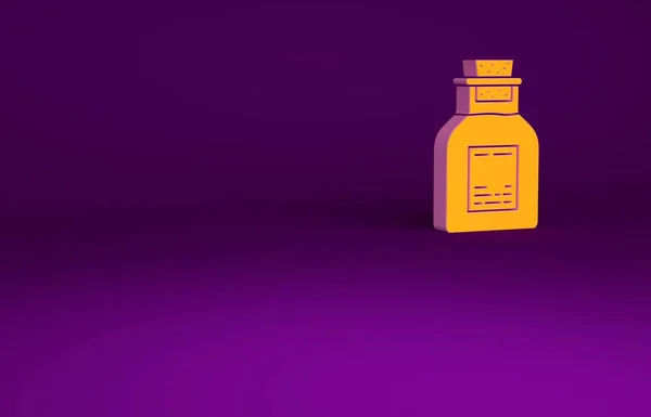 Оранжевое Масло Пробирка Значок Фиолетовом Фоне Концепция Минимализма Рендеринг — стоковое фото