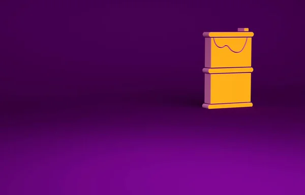 Icono Fuga Aceite Barril Naranja Aislado Sobre Fondo Púrpura Concepto — Foto de Stock