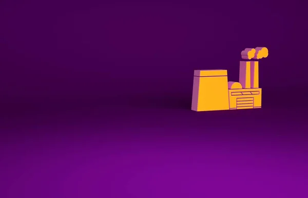Помаранчева Олійна Газова Промисловість Будують Ікону Ізольовану Фіолетовому Фоні Концепція — стокове фото