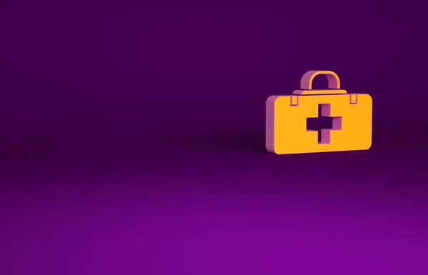 Icono Del Kit Primeros Auxilios Naranja Aislado Sobre Fondo Púrpura —  Fotos de Stock