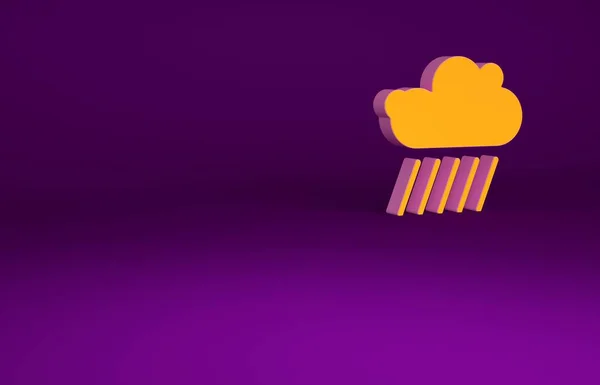 Nube Naranja Con Icono Lluvia Aislado Sobre Fondo Púrpura Precipitación —  Fotos de Stock