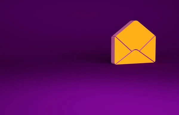 Ícone Envelope Laranja Isolado Fundo Roxo Símbolo Letra Mensagem Email — Fotografia de Stock