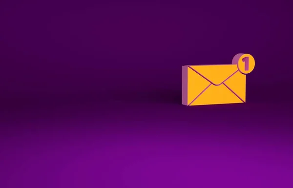 Orange Envelope Icon Isolated Purple Background Received Message Concept New — Stock Photo, Image