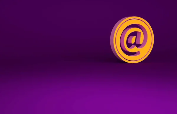 Orange Mail Icona Posta Elettronica Isolato Sfondo Viola Mail Con — Foto Stock