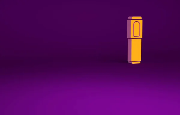 Icône Stylo Marqueur Orange Isolé Sur Fond Violet Concept Minimalisme — Photo