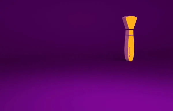 Ícone Pincel Laranja Paint Isolado Fundo Roxo Conceito Minimalismo Ilustração — Fotografia de Stock