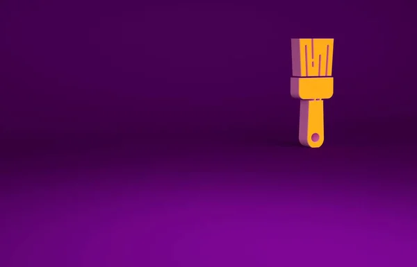Icono Pincel Naranja Aislado Sobre Fondo Púrpura Concepto Minimalista Ilustración — Foto de Stock